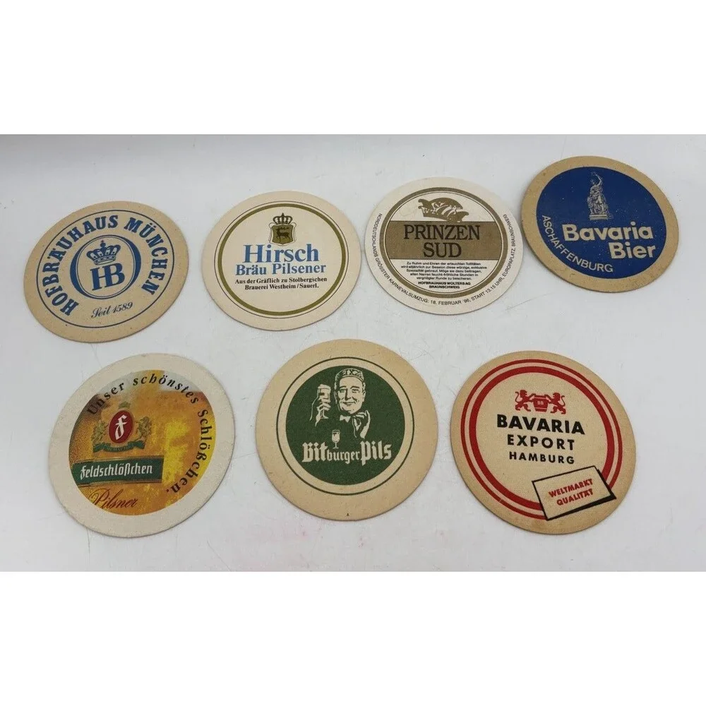 Vintage German Beer Coasters Lot 7 Hofbrau Bitburger Bavaria Feldschlosschen